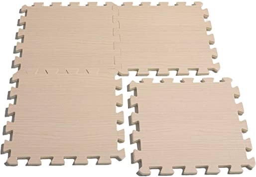 CAP Barbell 3/8” Thick Puzzle Exercise Mat with Light Wood Style Pattern, 12 Square Feet (MT-1112BG)