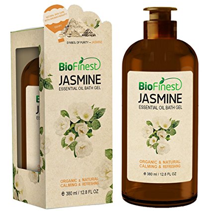 Biofinest Jasmine Essential Oil Shower Gel - Aromatherapy Luxury Spa Gift Set - Natural Fragrance Body Wash - Organic Moisturizing Bubble Bath - Paraben Sulfate Free - For Dry Skin Acne Women Men Kids