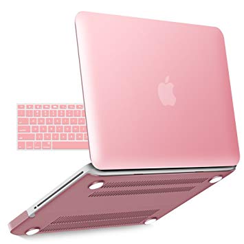 iBenzer Old MacBook Pro 13 Inch case A1278, Soft Touch Hard Case Shell Cover with Keyboard Cover for Apple MacBook Pro 13 with CD-ROM, Pink MMP13PK 1 N