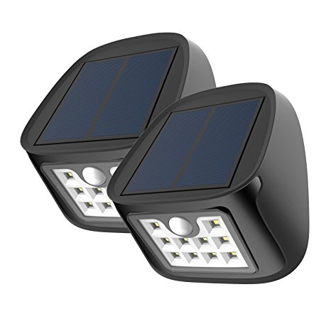 Solar Light, 10 LED Waterproof Outdoor Wireless Motion Sensor Wall Lights with 3 Modes, 2-Pack