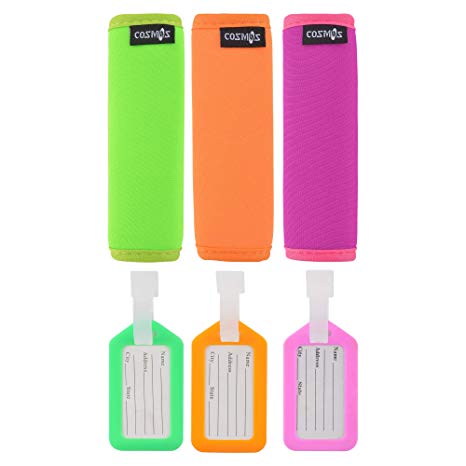 Cosmos ® 3 PCS Neoprene Handle Grip for Travel Bag Suitcase   3 PCS Luggage Tags