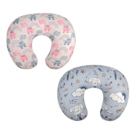 ALVABABY Stretchy Pillow Cover Soft and Comfortable 2 Pack Nursing Pillow Slip Covers Fits On Infant Nursing Pillow 2ET11