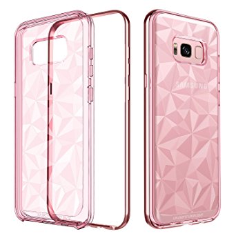 Galaxy S8 Case, BENTOBEN Glitter Bling Shockproof 3D Prism Geometric Hybrid Soft TPU Cover PC Girl Women Protective Phone Case for Samsung Galaxy S8 5.8 inch Rose Gold