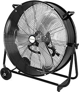 hykolity 24 inch Variable Speed DC Motor High Velocity Drum Fan, 7800 CFM Industrial Heavy Duty Industrial Shop Fan with 360° Adjustable Tilt for Workshops, Garage, Warehouse and Basement