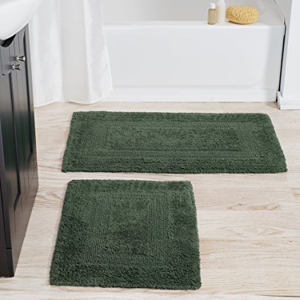 Lavish Home 100% Cotton 2 Piece Reversible Rug Set - Green