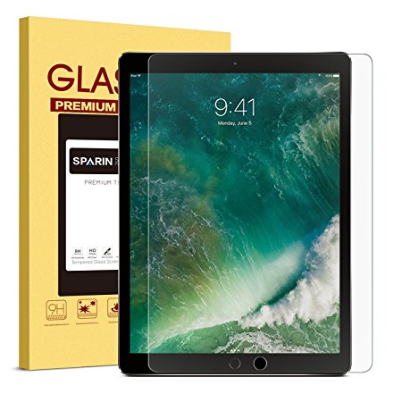 iPad Pro 12.9 Screen Protector [2017 & 2015] [Multi-Touch Compatible], SPARIN [0.3mm / 2.5D Round Edge] [Tempered Glass] [Bubble-Free] Screen Protector for iPad Pro 12.9 Inch