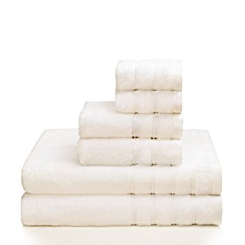 PROMIC 100% Cotton Hotel & Spa Bath Towel Set, 6 Piece Includes 2 Bath Towels, 2 Hand Towels, and 2 Washcloths – 500GSM, Highly Absorbent and Softness, Fade-resistant, Ivory
