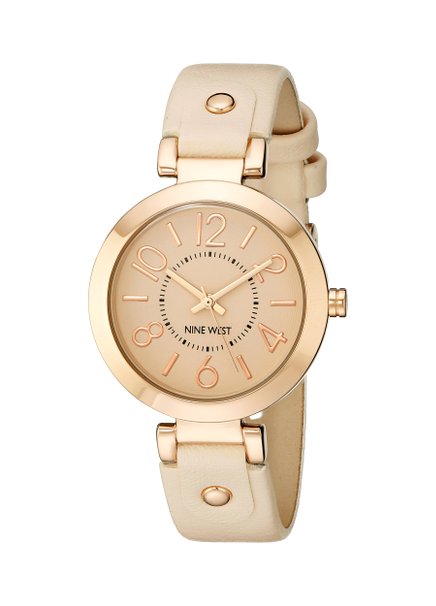 Nine West Women's NW/1712PKRG Rose Gold-Tone Case Blush Pink Strap Watch