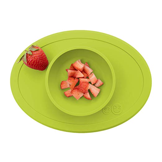 ezpz Tiny Bowl - One-Piece Silicone placemat   Bowl (Lime)