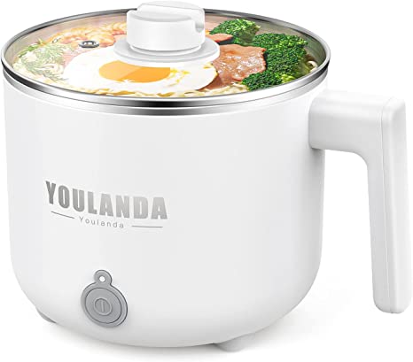 Youlanda Electric Hot Pot, 50oz Mini Rapid Ramen Cooker, 304 Stainless Steel Electric Pot For Cooking Noodles, Soup, Dorm Essentials For College Students