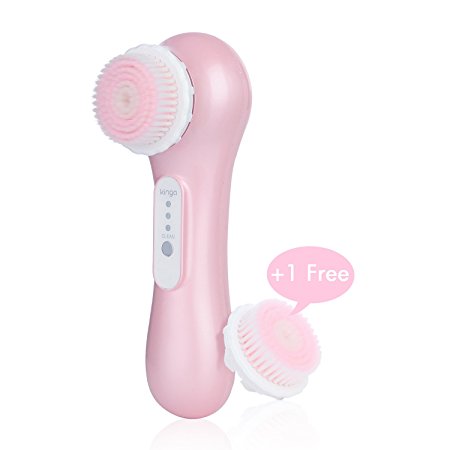 KINGA Electric Vibrating Facial and body Cleansing Brush Facial Cleanser 3 Speed Settings Cordless USB Charging Water-resistant