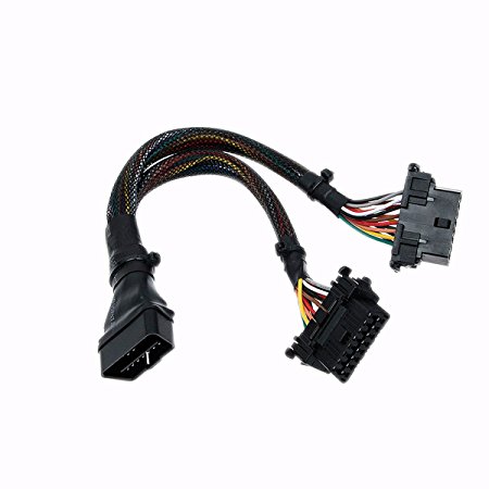 Fotag 16 Pin OBD2 OBDii Splitter Adapter Extension Vehicle Cable Male to Female Y Connector