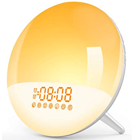LBell Wake Up Light, Sunrise Alarm Clock 7 Alarm Sounds/7 Colorful&FM Radio, Dual Alarm Clock with USB Charging Port, Sleep Assist&Snooze, Night Light for Kids Adults Bedrooms