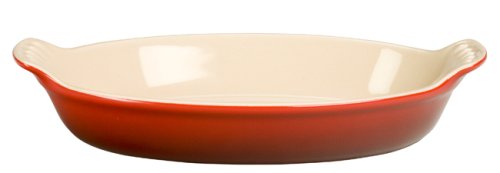 Le Creuset Heritage Stoneware Petite Oval Au Gratin Dish, Cerise (Cherry Red)