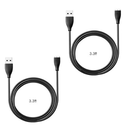 Cablor USB Charging Cable for Fitbit Charge HR Band, 3.3 Feet (2 Pieces)