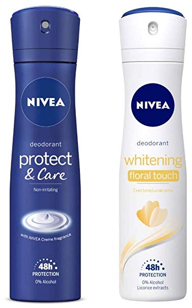 NIVEA Deodorant, Protect and Care, 150ml & Deodorant, Whitening Floral Touch, 150ml Combo