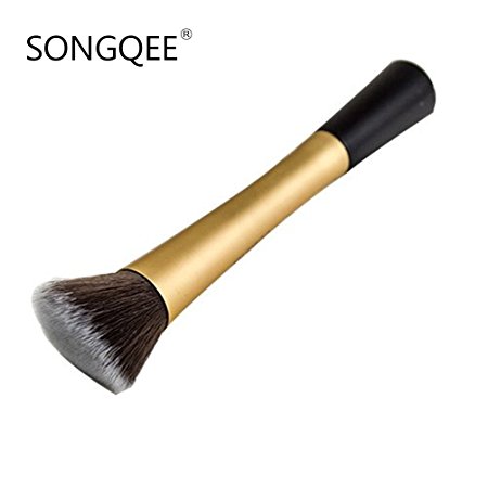 Fashion Base Professional Kabuki Brush Cosmetic Blusher Powder Foundation Makeup Brush Tool, ,Black Gold Flat Top