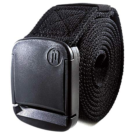 BETTA 1.5 Inch Wide Men's Elastic Stretch Belt with Fully Adjustable High-Strength Buckle (Large, Black)