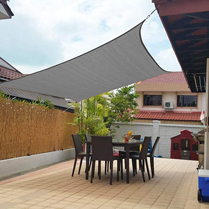 Artpuch 10' x 13' Sun Shade Sails Rectangle Canopy, Dark Grey UV Block Cover for Outdoor Patio Garden Yard