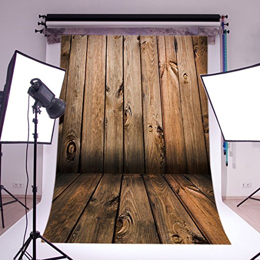 LB 5X7ft Wooden Wall & Floor Poly Fabric Photo Backdrops Customized Studio Background Studio Props QD06