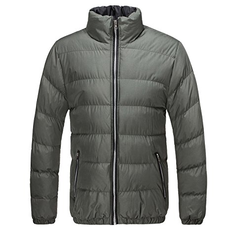 u2wear Men's heavy quilt winter Jacket Classic Short Puffer Water Resistant Bomber Coat