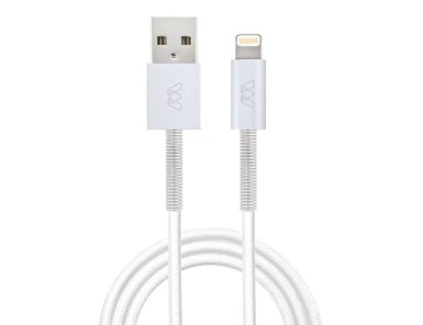 MOS Spring Lightning Cable, White, Aluminum Heads with Spring Relief, 6 ft.