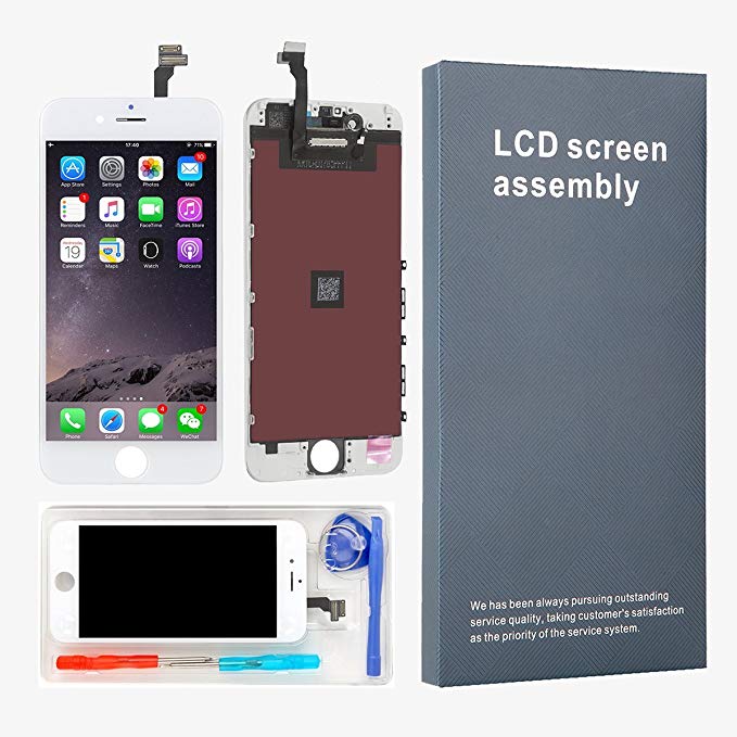 LEMANCA Replacement LCD Display Touch Screen Digitizer Frame Assembly Full Set with Free Tools and Glass Screen Protector For iphone 6 screen (4.7 inches) White