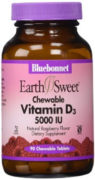 Bluebonnet Earth Sweet Vitamin D3 5000 IU Chewable Tablets 90 Count