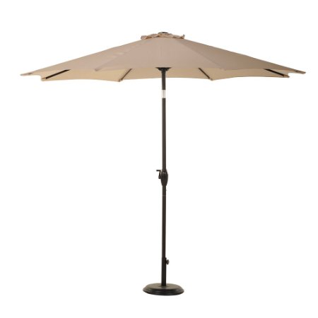 Grand Patio 9' Outdoor Aluminum Market Umbrella with Auto Tilt and Crank, 8 Ribs, Beige
