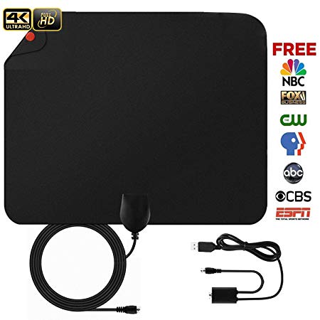 Paper Thin HD Digital TV Antenna - Blimark Portable Indoor Television Antenna with Amplifier Receiving Up to 50~90 Miles Long Range 1080P 4K TV Channels Free Programme Reception 10ft Coaxial Cable
