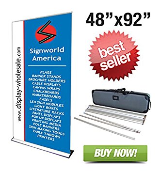Signworld 48" HD Retractable Roll Up Banner Stand Trade Show Display