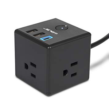 JSVER USB C Power Strip with 3 Outlets and 2 USB Charging Port, 1 Type C Port and 4.92ft Cable, Black