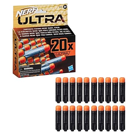 Nerf Ultra One 20-Dart Refill Pack, Furthest Flying Darts Ever, Compatible Only with Ultra One Blasters, Black/Orange (E6600)