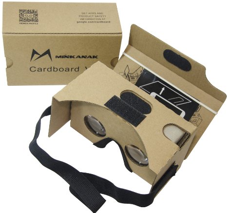 Google Cardboard Kit V2 by MINKANAK Big Lens 3D Virtual Reality Cardboard Glasses with Head Strap Nose Pad and NFCCompatible with 3-6inch Screen Android and Apple Smartphone