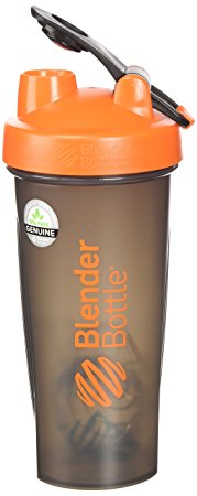 BlenderBottle Full Color Bottles - New Black Translucent Color with Shaker Ball - Orange - 28oz