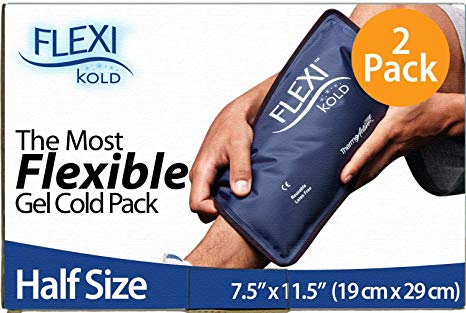 FlexiKold Gel Ice Pack (Half Size: 19 cm X 29 cm) - Two (2) Reusable Cold Therapy Packs - 6303-COLD - Professional Cold Pack - 2 Pack