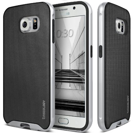 Galaxy S6 Case Caseology Envoy Series Premium Leather Bumper Cover Metallic Mesh Silver Leather Bound for Samsung Galaxy S6 - Metallic Mesh Silver