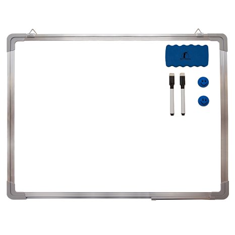 Whiteboard Set - Dry Erase Board 24 x 18 "   1 Magnetic Dry Eraser, 2 Dry-erase Black Marker Pens And 2 Magnets - Small White Hanging Message Scoreboard For Home Office School (24x18" Landscape)