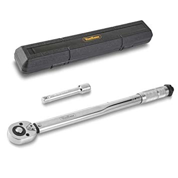 VonHaus Torque Wrench 1/2" Drive Chrome Vanadium, 28 - 210 Nm Torque Range, 125mm Extension Bar, Forward & Reverse Ratchet Action – Includes Storage Case – for Use With Cars, Caravans & Bikes