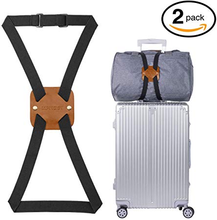 Bag Bungee, Luggage Bungee - Luggage Straps Suitcase Adjustable Belt – An Adjustable and Portable Travel Suitcase Accessory (2-pack,Brown)