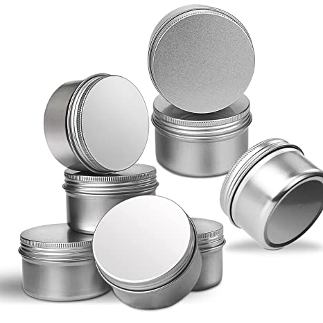 24 Pack 4 oz Aluminum Balm Tins For Pill Storage, Jar Containers with Screw Thread Lid for Lip Balm, Cosmetic, Salve, Aluminum Tin Cans Containers for Candle Making