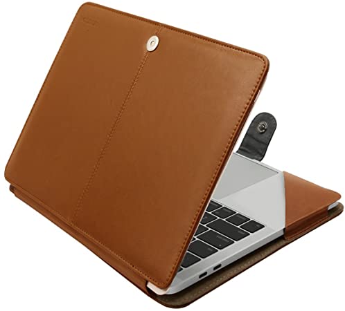 MOSISO Case Compatible with MacBook Air 13 2021-2018 A2337 M1 A2179 A1932, MacBook Pro 13 2021-2016 A2338 M1 A2251 A2289 A2159 A1989 A1706 A1708, PU Leather Folio Protective Stand Cover, Orange Brown