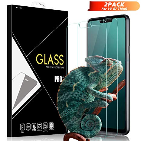 Damenv LG G7 ThinQ Screen Protector [2 Pack], Full Coverage HD Tempered Glass Anti-Scratch Bubble-Free Screen Protector Compatible with LG G7 ThinQ