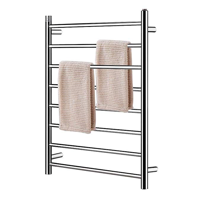 Homeleader Towel Warmer and Drying Rack, L34-003 Stainless Steel Heated Towel Rack, Wall-Mounted, Built-in Thermostat, 8 Bars & Chrome