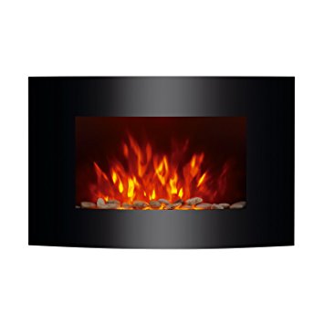 HomCom 36" 1500W Wall Mounted Electric Fireplace w/Remote - Black