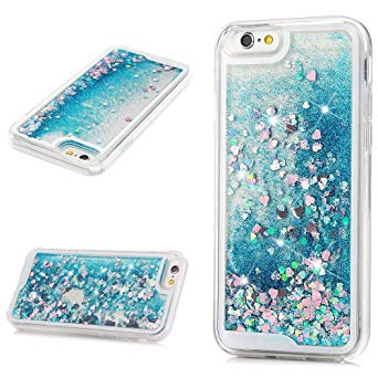 iPhone 6s Case, iPhone 6 Case, Liquid Sparkle Glitter Case Clear TPU Shell Bling Design for Girl Woman Gifts Quicksand Cute Star Flowing Cover for iPhone 6/6s - Blue