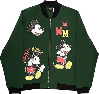 Disney Mickey Mouse Varsity Bomber Jackets for Men Mickey Mouse Graphic Print Lightweight Varsity Jackets Casual Coats