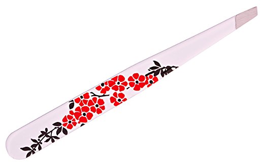 Eyebrow Tweezers by Creation Spring - Perfectly Aligned Stainless Steel with Slant Tip