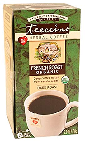 Teeccino Herbal Coffee, French Roast, Caffeine-Free, 25-Count Tea Bag