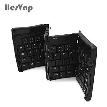 HESVAP Universal Mini Wireless Portable Folding Gaming Bluetooth 3.0 Keyboard for ipad,iphone,iphone x 8, iOS, Android Devices,Windows Tablets,Black